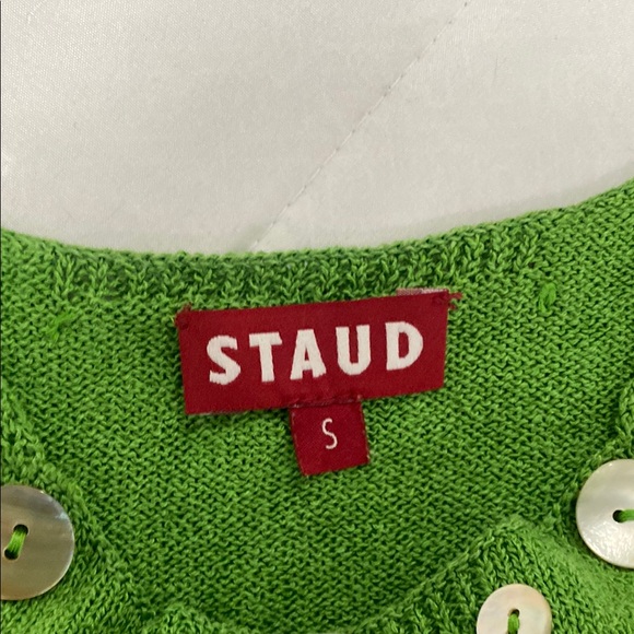 STAUD,Green Sleeveless Top with Button Accents USED - Picture 2 of 8